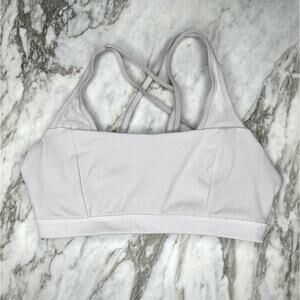 ATHLETA Womens Strappy Back Sports Bra with Mesh Detail Light Grey Size XS